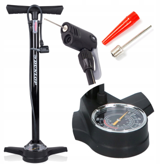 DUNLOP podlahová pumpa Cyklistická pumpa 12 BAR + spodný manometer čierny